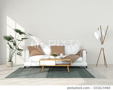 Living room interior in modern style, 3d render with sofa and decorations. 101623460