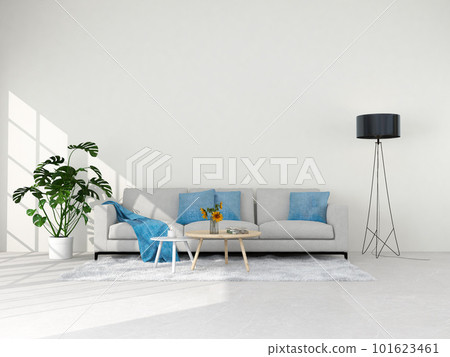 Living room interior in modern style, 3d render with sofa and decorations. Living room interior in modern style, 3d render with sofa and decorations. 101623461