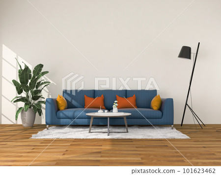 Living room interior in modern style, 3d render with sofa and decorations. 101623462