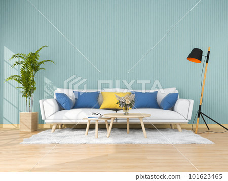 Living room interior in modern style, 3d render with sofa and decorations. 101623465