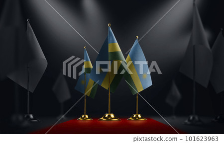 The Rwanda national flag on the red carpet 101623963
