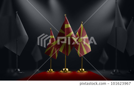 The Macedonia national flag on the red carpet 101623967