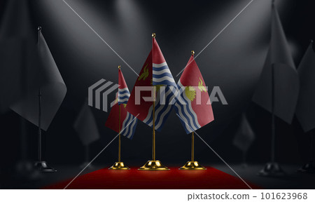 The Kiribati national flag on the red carpet 101623968