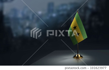 Small flags of the Sao Tome and Principe on an abstract blurry background Small flags of the Sao Tome and Principe on an abstract blurry background 101623977