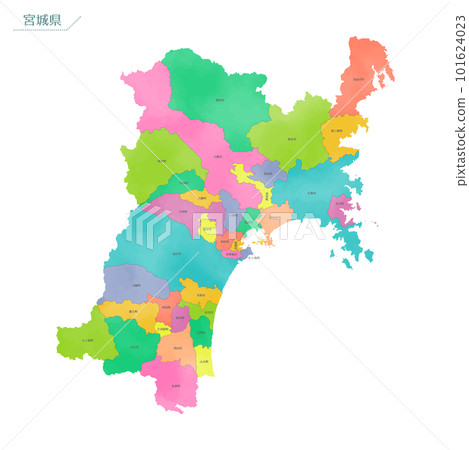 Watercolor map Miyagi Prefecture Watercolor map Miyagi Prefecture 101624023