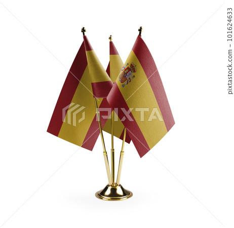 Small national flags of the Spain on a white background 101624633