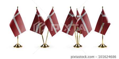Small national flags of the Denmark on a white background 101624686