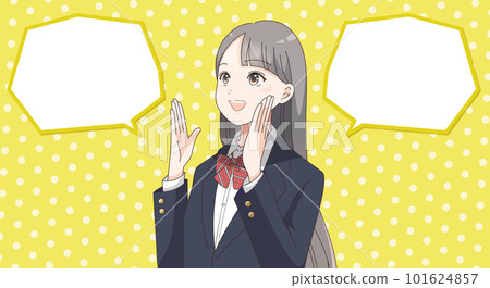 支持和指導的女學生的講話泡泡的橫幅插圖 支持和指導的女學生的講話泡泡的橫幅插圖 101624857