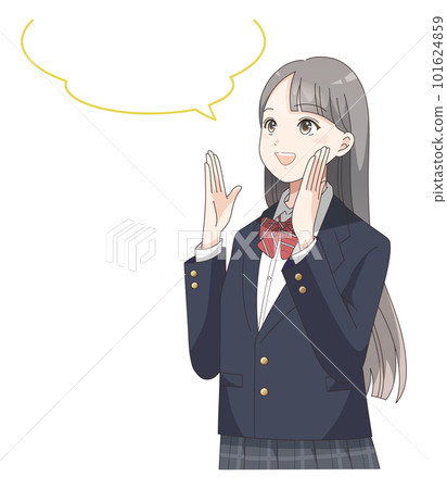 用一個支持和指導的女學生的講話泡泡來說明 101624859