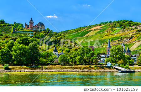 Stahleck Castle above the Rhine in Bacharach, UNESCO world heritage in Germany Stahleck Castle above the Rhine in Bacharach, UNESCO world heritage in Germany 101625159