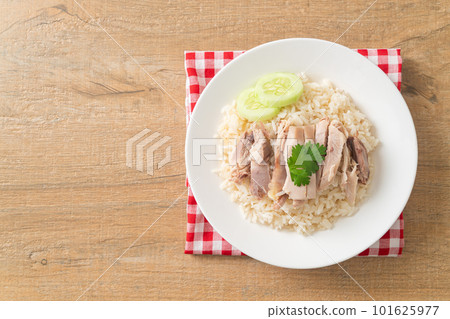 Hainanese Chicken Rice or steamed rice with chicken Hainanese Chicken Rice or steamed rice with chicken 101625977