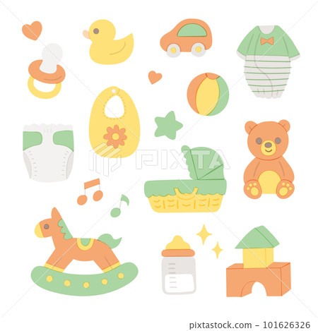 Hand-drawn vector illustration of cute baby goods / pastel colors Hand-drawn vector illustration of cute baby goods / pastel colors 101626326