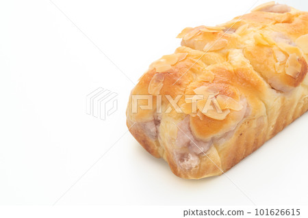 taro toast bread on white background 101626615