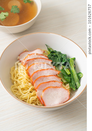 Barbecue Red Pork Noodles with Soup Barbecue Red Pork Noodles with Soup 101626757
