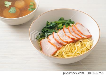 Barbecue Red Pork Noodles with Soup Barbecue Red Pork Noodles with Soup 101626758