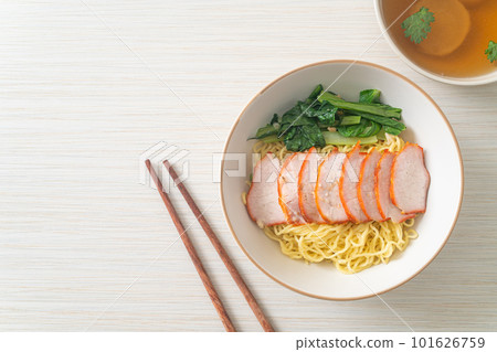 Barbecue Red Pork Noodles with Soup Barbecue Red Pork Noodles with Soup 101626759