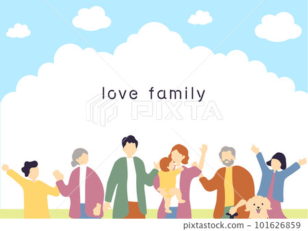 3 generation family blue sky background 101626859