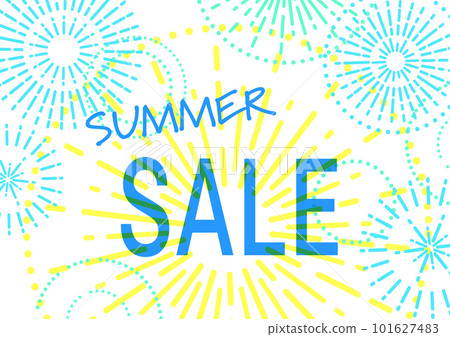 令人耳目一新的夏季形象煙花背景插圖素材（夏季銷售橫幅模板） 101627483