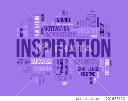Word cloud background concept for Inspiration. Creative innovation, intelligence imagination idea of business vision. vector illustration. 101627612
