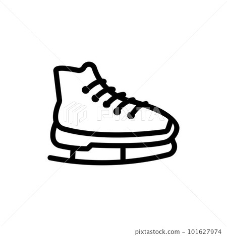 Ice skate outline vector icon. Thin line black ice skate icon, flat vector simple element illustration from editable hockey concept isolated stroke on white background 101627974