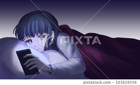 晚上看智能手機的女孩 晚上看智能手機的女孩 101628356
