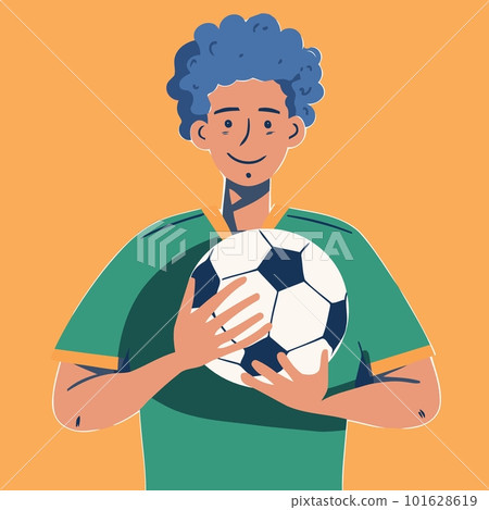 brazilian young man holding a soccer ball 101628619