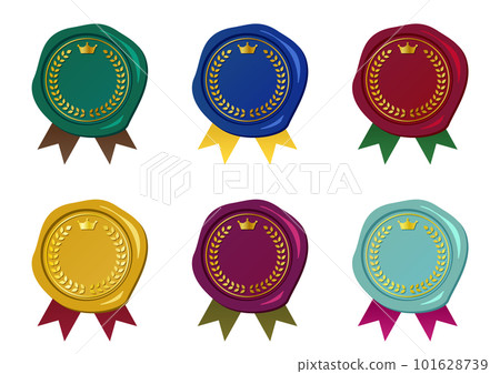 帶月桂花環和皇冠的彩色印章及短絲帶零件組 帶月桂花環和皇冠的彩色印章及短絲帶零件組 101628739