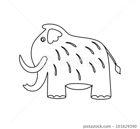 Mammoth Character Black and White Vector Illustration Coloring Book for Kids 101629390