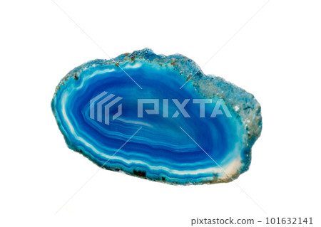 Macro mineral stone Blue Agate breed a white background 101632141