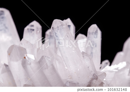 Macro Mineral Stone Rhinestone in Crystals on a Black Background 101632148