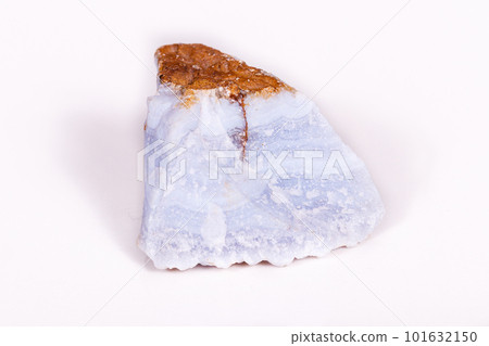 Macro mineral blue agate in the rock on white background 101632150