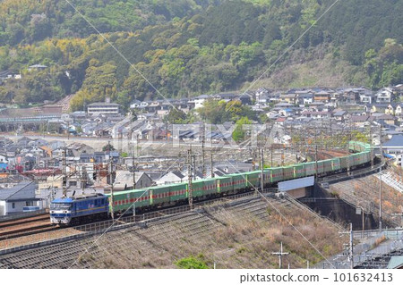Tokaido Main Line Yamashina University Curve Inbound Block Train View from Lake Biwa Canal 101632413