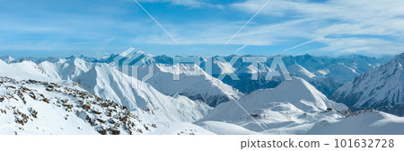 Silvretta Alps winter view (Austria). Panorama. 101632728