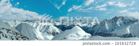 Silvretta Alps winter view (Austria). Panorama. 101632729