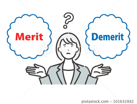 Merit / Demerit: A young business woman who worries about weighing the pros and cons 101632882