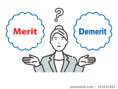 Merit / Demerit: A young business woman who worries about weighing the pros and cons 101632883