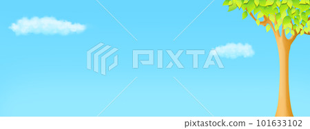 Tree leaves and blue sky background illustration, seasonal image 101633102