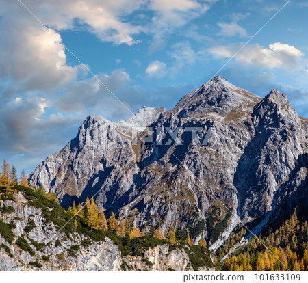 Autumn Alps rocky mountain tops view from hiking path, Kleinarl, Land Salzburg, Austria. Autumn Alps rocky mountain tops view from hiking path, Kleinarl, Land Salzburg, Austria. 101633109