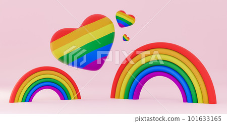 3D rendering of podium against rainbows and multicolored hearts 3D rendering of podium against rainbows and multicolored hearts 101633165