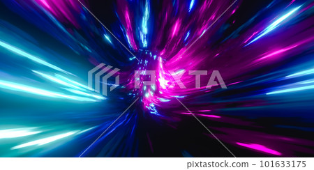 3D illustration of flashing multicolored neon lights 101633175
