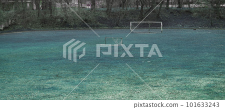 Abandoned football field in rustic area Abandoned football field in rustic area 101633243