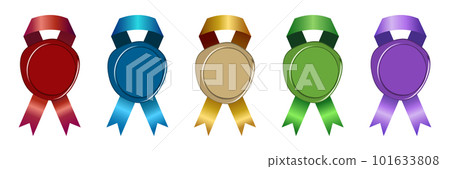 Illustration set of luxurious ribbon and sealing stamp Illustration set of luxurious ribbon and sealing stamp 101633808