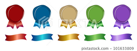 Illustration set of luxurious ribbon and sealing stamp Illustration set of luxurious ribbon and sealing stamp 101633809