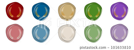 Illustration set of luxurious sealing stamps with laurel wreath pattern Illustration set of luxurious sealing stamps with laurel wreath pattern 101633810