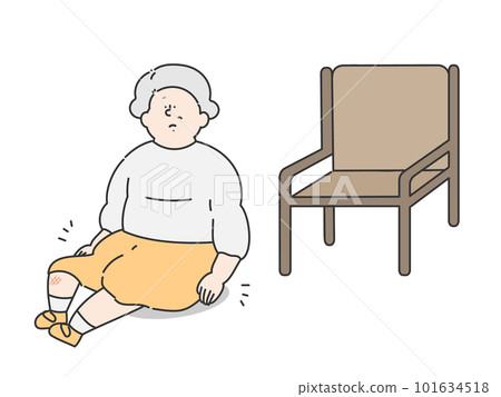 Illustration of an elderly woman who fell from a chair Illustration of an elderly woman who fell from a chair 101634518