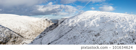 The snow covered Glenveagh Mountains and Glen in County Donegal - Republic of Ireland 101634624
