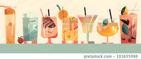 Non alcoholic summer cocktail drinks, mocktails 101635098