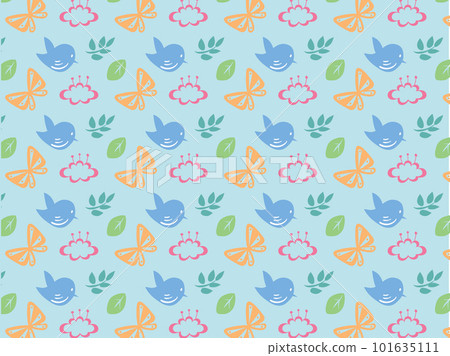 Scandinavian style butterflies and birds seamless pattern background Scandinavian style butterflies and birds seamless pattern background 101635111
