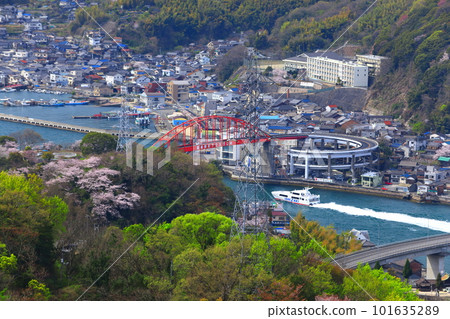[Hiroshima Prefecture] Cherry Blossoms in Full Bloom Ondo Bridge and Super Jet 101635289