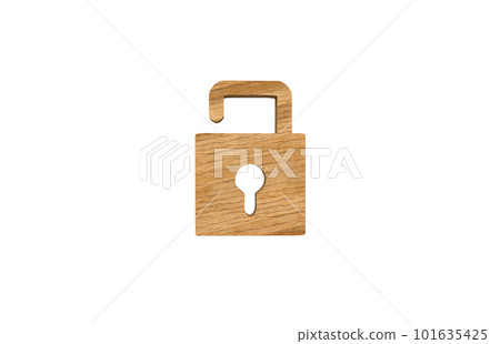 Wooden Padlock on white background 101635425